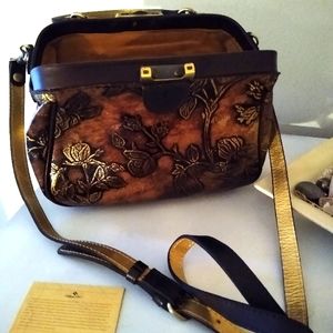 New w tag dustbag Patricia Nash leather embossed Bag shoulder duffel Satchel